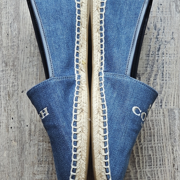 Women Coach Blue Espadrilles with Logo Embroidery - Picture 3 of 6